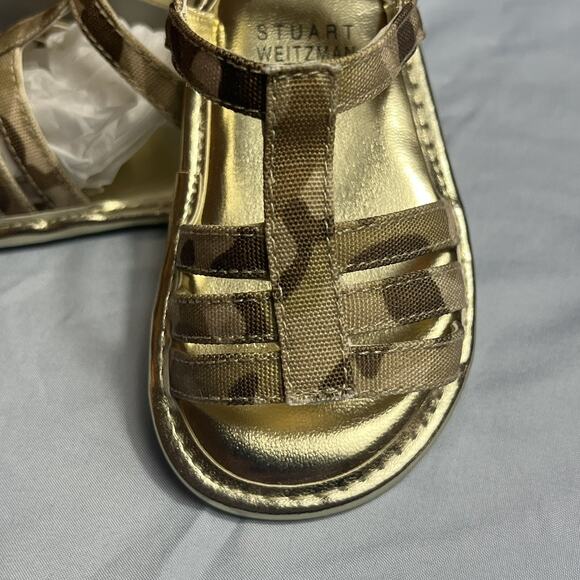MY FIRST WEITZMANS STUART WEITZMAN Caesar Gold Baby Camo Sandals 4 (9-12M) W/Box - Picture 8 of 16